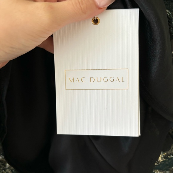 NWT Mac Duggal Bow Shoulders Emerald Brocade V Neck Mini Dress With Pockets XS - Picture 8 of 9